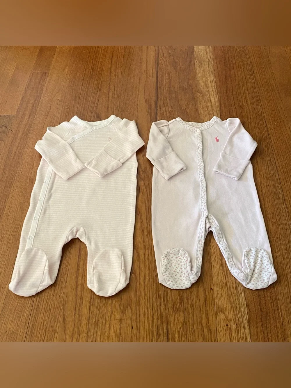 Ralph Lauren Floral Trim and Striped Coveralls Baby Set